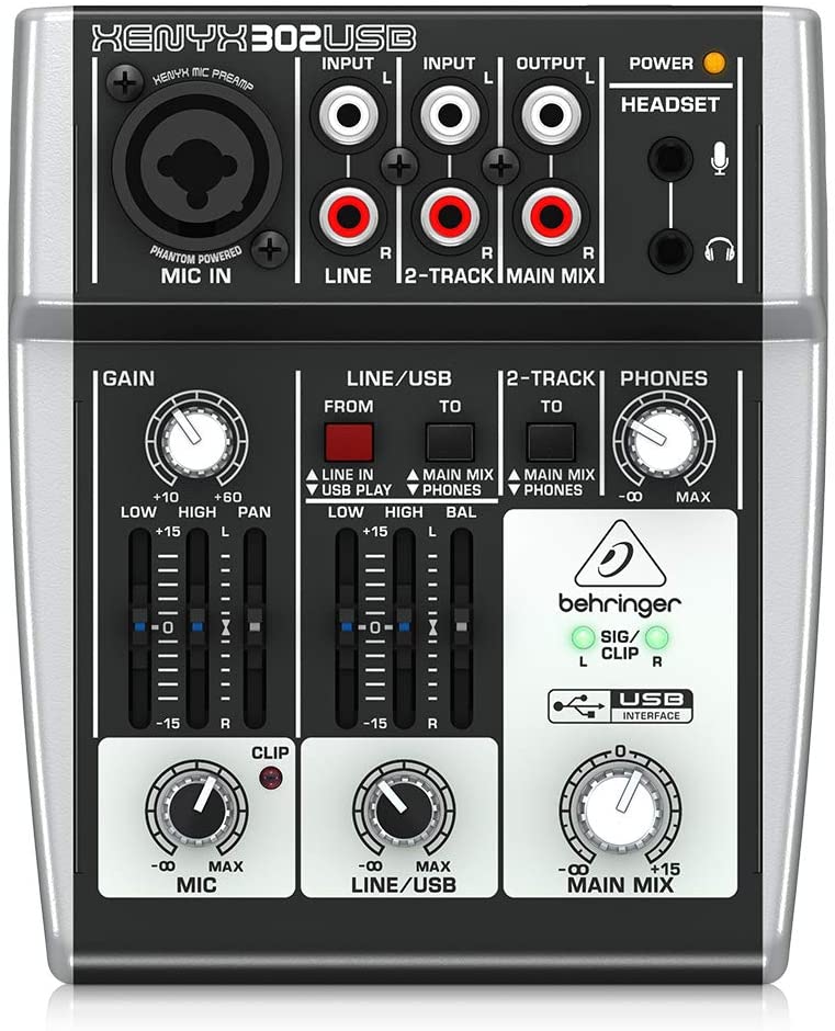 Behringer 302usb mezcladora análoga premium de 5 entradas e interfaz usb/audio